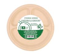 Terra Verde 25-Pack 10" 3-Compartment Bamboo Fibre Pulp Biodegradable Plates, Unbleached Brown, Odour-Free, Strong, Food-Safe, Leak-Proof, Microwave-Safe Disposable Tableware for Parties, BBQ, Events