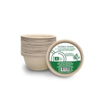 Terra Verde 25-Pack 350ml Bamboo Fibre Disposable Bowls | Natural Non-Bleached Colour | Eco-Friendly, Biodegradable & Extra Strong | Compostable Bowls for Hot & Cold Food, Soup, Salad, Parties, Picnic