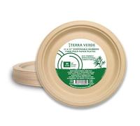 Terra Verde 25-Pack Disposable Bamboo Fibre Plates - 10 Inch| Round, Unbleached Natural Brown | Eco-Friendly, Compostable & Extra Strong | Ideal for Hot & Cold Food, BBQs, Parties, Events & Picnics