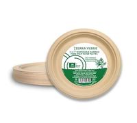 Terra Verde 25-Pack Disposable Bamboo Fibre Plates - 7 Inch| Round, Unbleached Natural Brown | Eco-Friendly, Compostable & Extra Strong | Ideal for Hot & Cold Food, BBQs, Parties, Events & Picnics