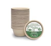 Terra Verde 50-Pack 350ml Bamboo Fibre Pulp Biodegradable Bowls, Unbleached Brown, Odour-Free, Strong, Food-Safe, Leak-Proof, Microwave-Safe Disposable Tableware for Soup, Salads, Desserts & Snacks