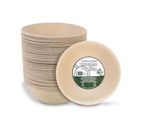 Terra Verde 50-Pack Bamboo Fibre Disposable Bowls - 500ml Natural Colour, Non-Bleached - Eco-Friendly, Biodegradable & Extra Strong - Compostable Bowls for Hot & Cold Food, Soup, Salad, Party & Picnic