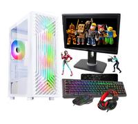 Terra White Gaming PC Bundle with 19-inch Monitor - Intel Core i3, 8GB RAM, 500GB HDD + 128GB SSD, GT 730 2GB, Windows 10