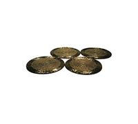 Terraacraft Shimmering Indian Handmade Beaded Coasters Round Suitable for Cold Drinks Cups, Wooden Table Decor House 4"(Set of 4,Copper)