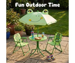 Terrabeta Garden Furniture Kiddy Patio Set Two Chairs with One Table and Umbrella