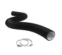 TerraBloom 4" Air Duct - 8 FT Long, Black Flexible Ducting with 2 Clamps, 4 Layer HVAC Ventilation Air Hose - Great for Grow Tents, Green Houses, House Vent Register Lines
