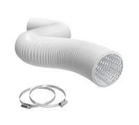 TerraBloom 8" Air Duct - 8 FT Long, White Flexible Ducting with 2 Clamps, 4 Layer HVAC Ventilation Air Hose - Great for Grow Tents, Dryer Rooms, House Vent Register Lines