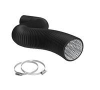 TerraBloom Flexible 8 Inch (210mm) Ducting - Black 25 Feet Durable Aluminum Duct with 2 Clamps - 4 Layer HVAC Ventilation Air Hose - Great for Grow Tents, Dryer Rooms, House Vent Register Lines