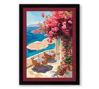 Terrace by the Bay Coastal Framed Wall Art Print A1 (84.1×59.4cm) Black, Wall Decor for Living Room, Bedroom, Office & Home, Ready to Hang, Art Gift