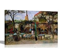 Terrace of a Cafe on Montmartre by Vincent Van Gogh Canvas Wall Art Prints l Home, Living Room, Bedroom Decor l Abstract Pictures Decoration Large 76 x 50cm (30 x 20 inches)