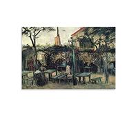 Terrace of A Cafe on Montmartre La Guinguette Paris Van Gogh Canvas 3d Prints Artwork Posters & Prints 3D Effect Wall Art Modern Painting Valentine's Day Gift Home Office Decorations 12x18inch(30x45cm