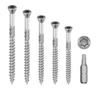 Terrace Screws Stainless Steel A2: 4 x 40 mm, Countersunk Head, Reduced TORX, Diameter 4 x 40 mm | Wood Screws 40 mm Patios/Boards/Cladding | Stainless Steel A2 (V2A/304) | 2 Bits Included: Pack of