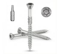 Terrace Screws Stainless Steel A2: 5 x 50 mm, Countersunk Head, Reduced TORX, Diameter 5 x 50 mm, Wood Screws for Patios/Boards/Cladding, Stainless Steel A2 (V2A/304), 1 Bit Included: 200