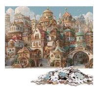 Terraced Candy House Wooden Jigsaw Puzzle for Adults Fun 300 Pieces Home Decoration Education Game Toy Intellectual Game Stress Relief Toy Premium & Durable 300pcs (40x28cm)