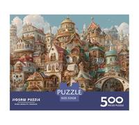 Terraced Candy House Wooden Jigsaw Puzzles 500 Piece for Adults Fun Decoration Toy Intellectual Game Education Game Stress Relief Relaxation And Intelligence 500pcs (52x38cm)