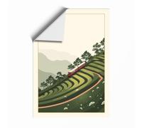 Terraced Fields at Harvest Modern Unframed Wall Art Print A1 (84.1×59.4cm), Wall Decor for Living Room, Bedroom, Office & Home, Art Gift