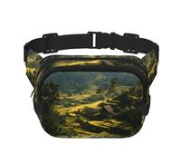 Terraced Fields in Bali Print Bag Waist Fanny Pack - Keeper Large Fashion Bumbag for Women Men,Adjustable Waist Bag Running Walking Outdoor