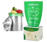 TERRACOR 3 Gallon Compostable Trash Bags, 100 Bags Compost Bags for Countertop Bin, BPI Certified and Meet The ASTM D6400 Standard