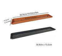 (Terracotta, 36.9cm x 15.5cm) Pot Rectangle Drip Trays Indoor Outdoor Plant Saucer Plastic Tray Saucers