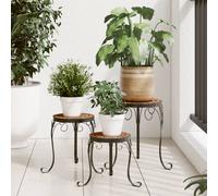 Terracotta Ceramic Plant Stands Set of 3, Iron Frame, 26x35 cm, Outdoor Decor