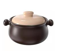 Terracotta Cooking Pot - Heat Resistant Round Ceramic Saucepan with Chinese Lid, Durable and Versatile Essential for Kitchen Cooking