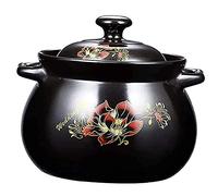 Terracotta Cooking Pots, Ceramic Casserole Pot Non Stick Stock Pot,Casserole, Clay Pot for Cooking, Oven Safe, Stone Pot Made of Natural Clay, Traditional Crafts,Black,7.3L