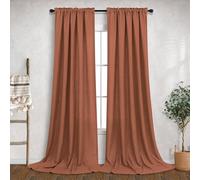 Terracotta Curtains 108 Inches Long for Living Room 2 Panels Set Rod Pocket Light Airy Flowy Semi Sheer Linen Draperies Light Filter Rust Curtains for Patio Sliding Door Dining Room Western Decor 9 FT