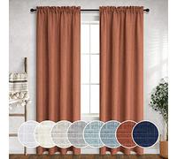 Terracotta Curtains 90 Inches Long for Bedroom 2 Panels Rod Pocket Light Filter Semi Sheer Privacy Flax Linen Rust Curtains for Living Room Dining Bay Window Picture Boho Farmhouse Decor Terra Cotta