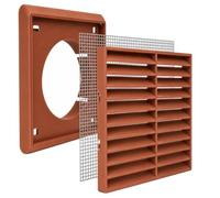 Terracotta Fixed Louvred Vent Grille with Flyscreen - External Air Vent Cover with 5" Inch/125mm Round Spigot Connection