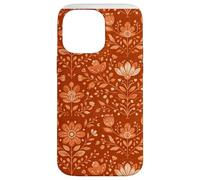 Terracotta Folk Floral Pattern Warm Earth Tone Design Case for iPhone 14 Pro Max
