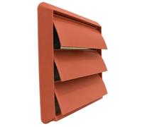Terracotta Gravity Backdraft Stop Vent Grille with Flyscreen - External Air Vent Cover with 5" Inch/125mm Round Spigot Connection