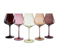 Terracotta Mars Collection Colored Crystal Wine Glass Set of 5, Gift For Him, Mom Dad Friend - 20 oz Glasses, Unique Italian Style Tall Drinkware - Red & White, Beautiful Glassware