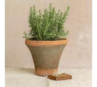 Terracotta Plant Pot - Large, Fluted Clay Garden Planter, Rustic Terracotta Trumpet Pot, Vintage Mediterranean Style Garden Indoor Outdoor Herb, Flower, Succulent Plant Cover