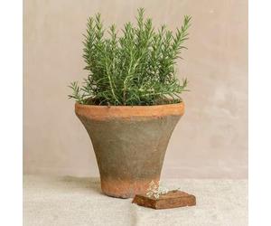 Terracotta Plant Pot - Large, Fluted Clay Garden Planter, Rustic Terracotta Trumpet Pot, Vintage Mediterranean Style Garden Indoor Outdoor Herb, Flower, Succulent Plant Cover