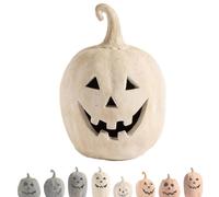 Terracotta Pumpkin Decor - Classic Jack O'Lantern Fall Decor Halloween Decorations,Farmhouse Table Festival Decoration, Porch to Indoor Decor, Natural Terracotta, for Halloween Home Decor (White-A)