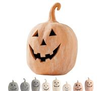 Terracotta Pumpkin Decor - Classic Jack O'Lantern Fall Decor Halloween Decorations,Farmhouse Table Festival Decoration, Porch to Indoor Decor, Natural Terracotta, for Halloween Home Decor (Orange-C)