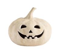 Terracotta Pumpkin Decorations, Handmade Autumn and Halloween Decorations for Home Garden, Cute Farmhouse Style Pumpkin Lantern Ornament, Fall Table Decor for Indoor Outdoor (C)