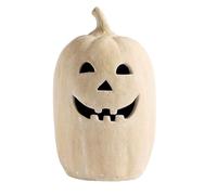 Terracotta Pumpkin Decorations, Handmade Autumn and Halloween Decorations for Home Garden, Cute Farmhouse Style Pumpkin Lantern Ornament, Fall Table Decor for Indoor Outdoor (A)