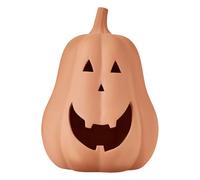 Terracotta Pumpkin Ornament,Halloween Jack-O'-Lantern Decor, Indoor Outdoor Desktop Garden Candle Light & Wind Lantern for Photography Props (Happy High Pumpkin)
