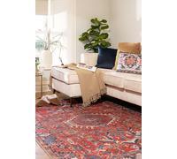 Terracotta Red Vintage Persian inspired Washable Living Room Area Rug Kukoon Red 80cm x 150cm