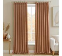Terracotta Soft Thick Linen Curtains 120 Inches Long for Living Room, Farmhouse Burnt Orange Curtains Light Filtering for Bedroom/Dining Room Western Semi Sheer Pleat Memory Shape Drapes 2 Panels Set