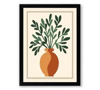 Terracotta Vase and Ferns Botanical Framed Wall Art Print A4 (29.7×21cm) Black, Wall Decor for Living Room, Bedroom, Office & Home, Ready to Hang, Art Gift