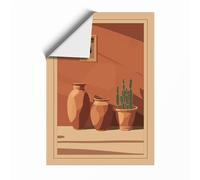 Terracotta Vessels and Light Minimalist Unframed Wall Art Print A1 (84.1×59.4cm), Wall Decor for Living Room, Bedroom, Office & Home, Art Gift