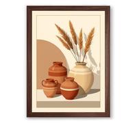 Terracotta Vessels Minimalist Framed Wall Art Print A1 (84.1×59.4cm) Walnut, Wall Decor for Living Room, Bedroom, Office & Home, Ready to Hang, Art Gift