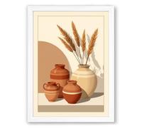 Terracotta Vessels Minimalist Framed Wall Art Print A1 (84.1×59.4cm) White, Wall Decor for Living Room, Bedroom, Office & Home, Ready to Hang, Art Gift