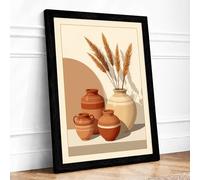 Terracotta Vessels Minimalist Framed Wall Art Print A2 (59.4×42cm) Black, Wall Decor for Living Room, Bedroom, Office & Home, Ready to Hang, Art Gift