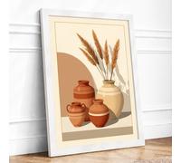 Terracotta Vessels Minimalist Framed Wall Art Print A2 (59.4×42cm) White, Wall Decor for Living Room, Bedroom, Office & Home, Ready to Hang, Art Gift