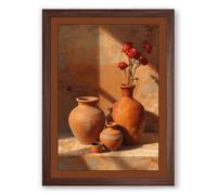 Terracotta Vessels Rustic Framed Wall Art Print A1 (84.1×59.4cm) Walnut, Wall Decor for Living Room, Bedroom, Office & Home, Ready to Hang, Art Gift
