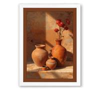 Terracotta Vessels Rustic Framed Wall Art Print A1 (84.1×59.4cm) White, Wall Decor for Living Room, Bedroom, Office & Home, Ready to Hang, Art Gift