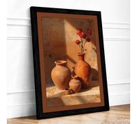 Terracotta Vessels Rustic Framed Wall Art Print A2 (59.4×42cm) Black, Wall Decor for Living Room, Bedroom, Office & Home, Ready to Hang, Art Gift